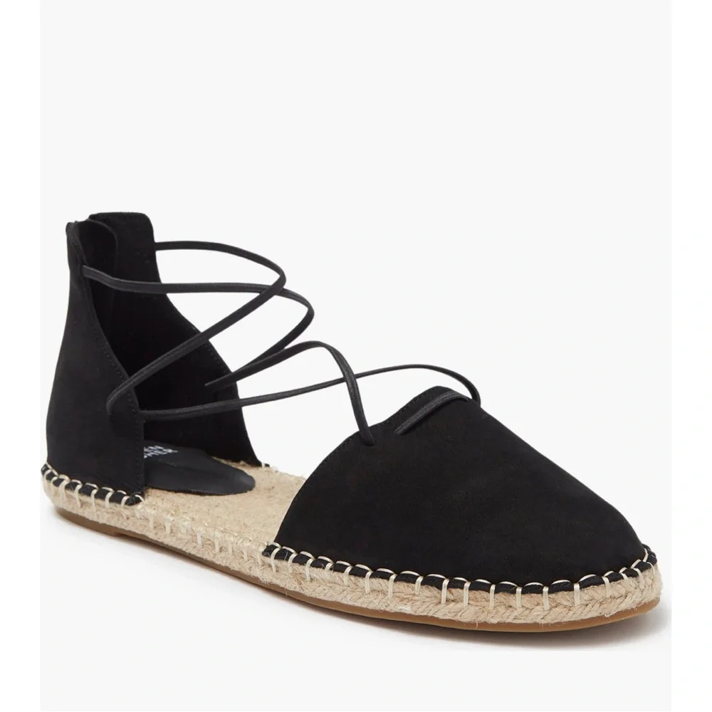 Eileen Fisher Lace-Up Espadrille Black Sandals, Size 11 EXCELLENT! $160